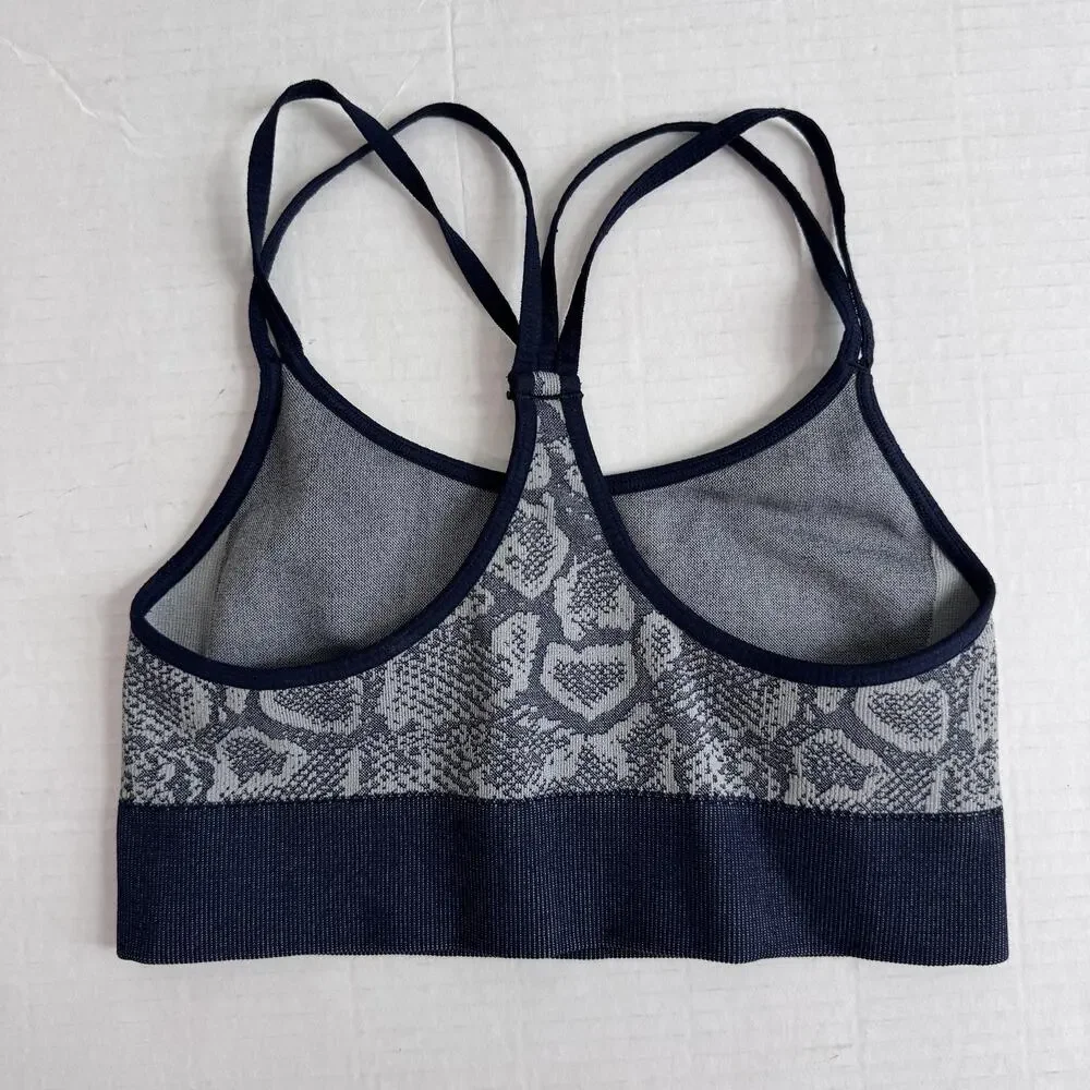 Bombshell Sportswear Sports Bra Womens XS Animal Print Blue Seamless Gym Yoga